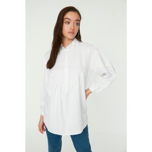 Trendyol White Half Pat Judge Collar Tunic