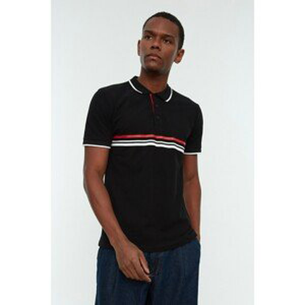 Trendyol Black Men's Slim Fit Polo Collar Short Sleeved Polo Neck T-shirt