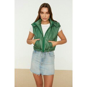 Trendyol Green Hooded Crop Quilted Inflatable Vest