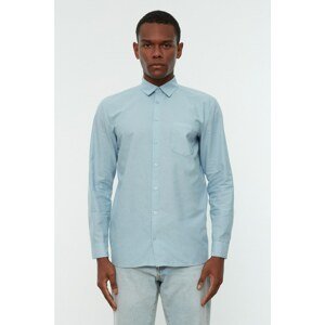 Trendyol Blue Men Regular Fit Shirt Collar Single Pocket Shirt