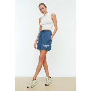 Trendyol Indigo Printed Mini Slim Knitted Skirt