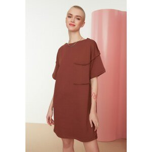 Trendyol Brown Pocket Slim Knitted Sweat Dress
