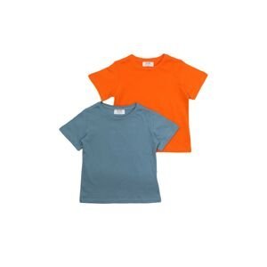 Trendyol Orange-Indigo 2-Pack Boy Knitted T-Shirt