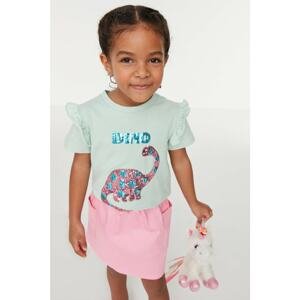 Trendyol Mint Sequin Embroidered Girl Knitted T-Shirt