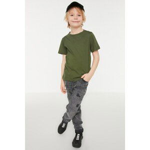 Trendyol Khaki Basic Cycling Collar Boy Knitted T-Shirt