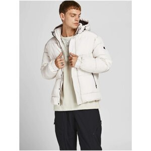 Cream Quilted Winter Jacket Jack & Jones Pan - Men