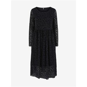 Black Women Patterned Midi Dress Pieces Dyma - Women