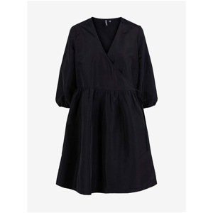 Black Wrap Dress with Three-Quarter Sleeve Pieces Jylla - Women