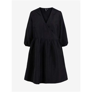 Black Wrap Dress with Three-Quarter Sleeve Pieces Jylla - Women