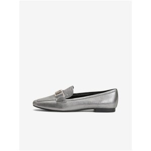 Women's Shiny Leather Loafers in Silver Tommy Hilfiger - Women