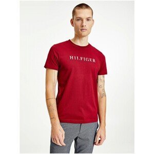 Red Men's T-Shirt with Tommy Hilfiger Inscription - Men's