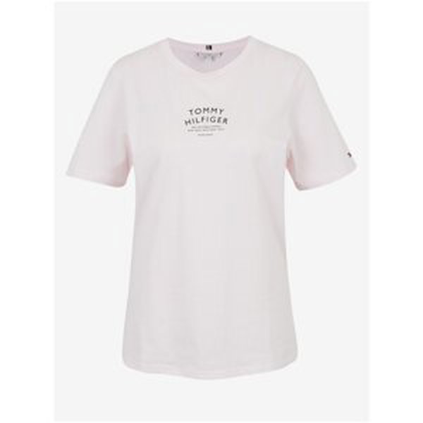 Light Pink Women's T-Shirt with Tommy Hilfiger Print - Women
