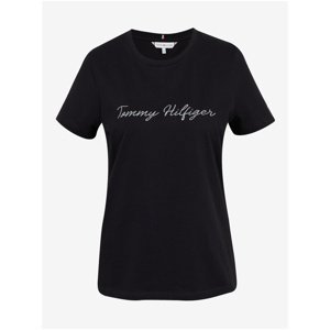 Black Women's T-Shirt with Tommy Hilfiger Print - Women
