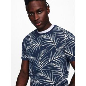 Dark blue patterned T-shirt ONLY & SONS Iason - Men