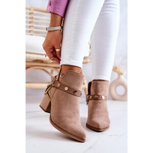 Suede Women's Boots With Chains Dark Beige Tracy