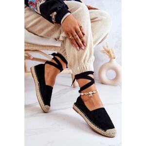 Tied Suede Espadrilles Black Ismanne