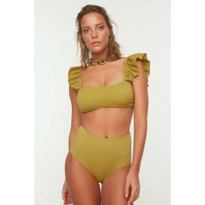 Trendyol Green Textured Cup Stitched Bikini Bottoms