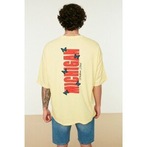 Trendyol Yellow Men's Oversize Fit Crew Neck Short Sleeve Printed T-Shirt