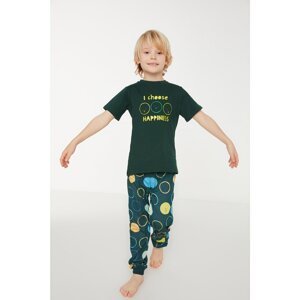 Trendyol Khaki Printed Boy Knitted Pajamas Set