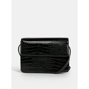 Black Crossbody Handbag with Crocodile Pattern Pieces Julie - Women