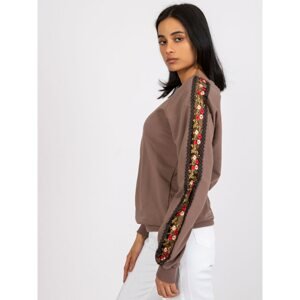 Brown Sweatshirt, with decorative sleeves Adana RUE PARIS