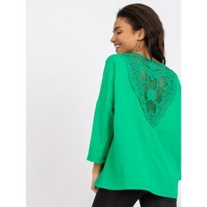 Dark green blouse with lace on the back Sylvie RUE PARIS