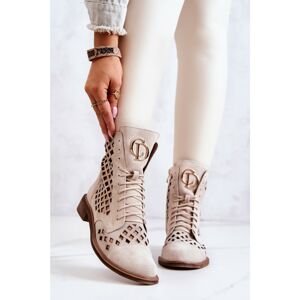 Openwork Leather Boots Nicole Light beige 2695