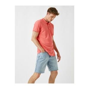 Koton Men's Coral Polo Neck T-Shirt Basic Short Sleeve Cotton