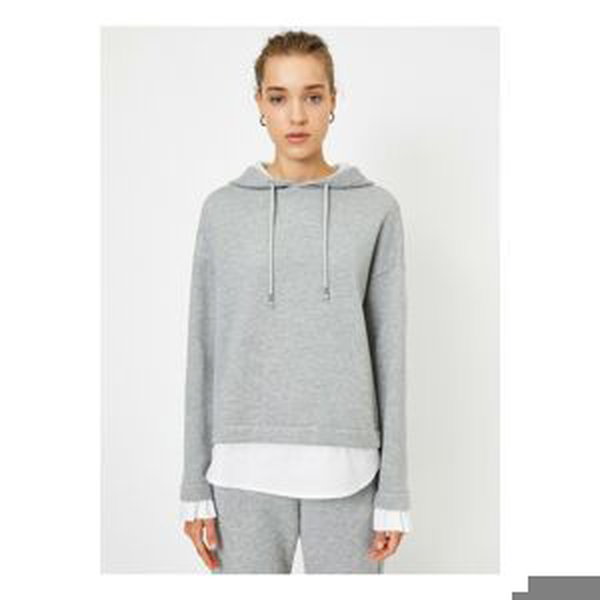 Koton Hooded Waist Gray Women's Sweatshirt