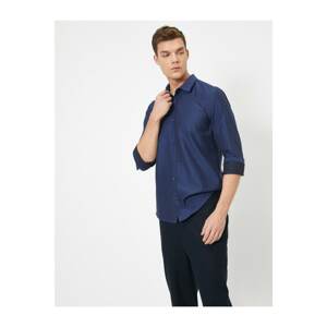 Koton Men's Navy Blue Classic Collar Shirt