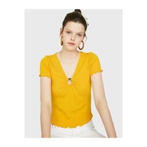 Koton Women's Yellow Buckle Detailed T-shirt