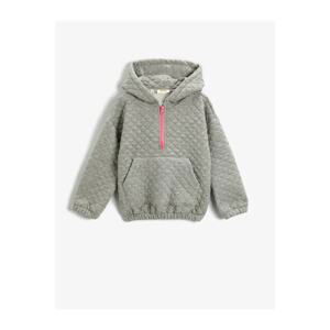 Koton Quilted Hooded Sweatshirt Kangaroo Pocket