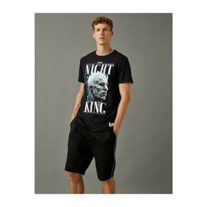 Koton Men's Black Licensed T-Shirt Printed Cotton