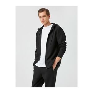 Koton Cotton Hooded Zipper Sweatshirt