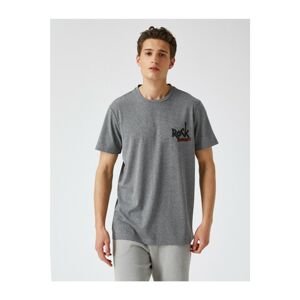 Koton Men's Gray Cotton Printed Tshirt