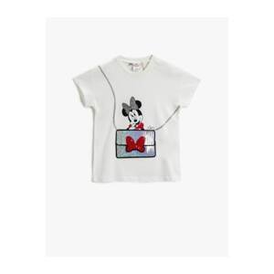 Koton Girl Ecru Mickey Mouse T-Shirt Licensed Cotton