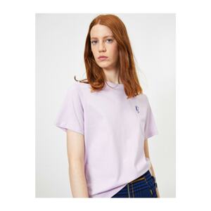 Koton Women's Purple Crew Neck T-shirt