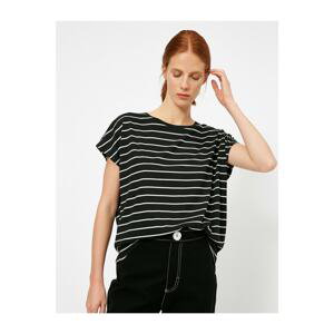 Koton Women's Black Striped T-Shirt