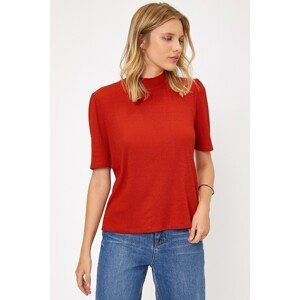 Koton Women's Red High Collar T-Shirt