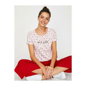 Koton Women's Pink Printed T-Shirt