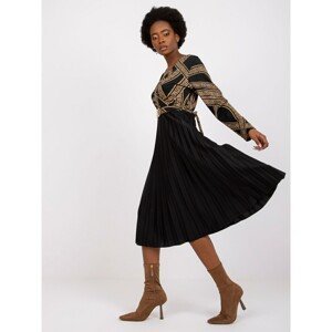 Black and camel pleated dress from Leiden