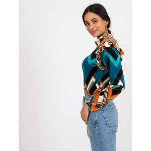 Blue-orange velour blouse Annabel