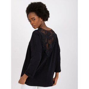 Black cotton women's blouse by Sylvie RUE PARIS