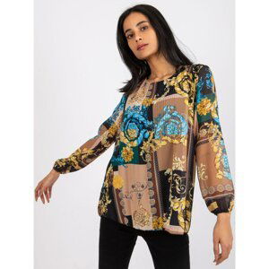 Loose black-beige blouse with Amaya prints