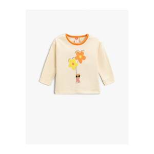 Koton Ss22 - Reg2 Rib Bias Flower Patterned Tsh Ls