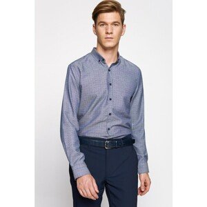 Koton Men's Navy Blue Patterned Shirt