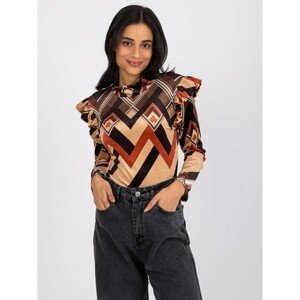 Brown and beige velour blouse with Annabel prints