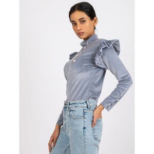 Grey velour blouse with Capri buttons
