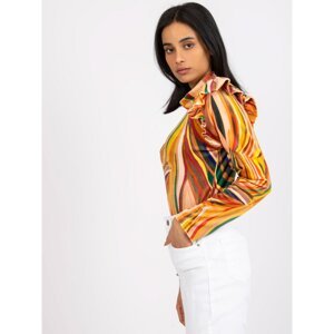 Yellow velvet blouse with ruffles Lin