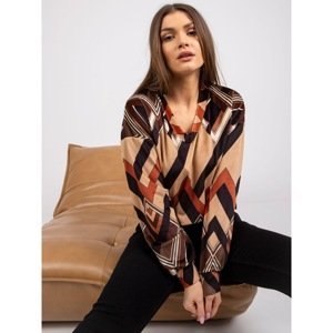 Brown and beige velour blouse with Lea prints